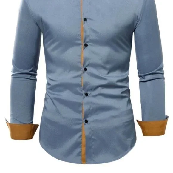 Grey Mens Button Up Tee Shirt - Picture 2 of 7